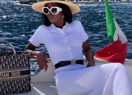 Woman relaxing on boat 